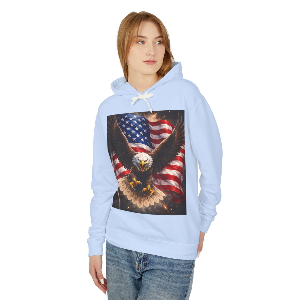 American Flag Eagle Hoodie — Patriotic Bald Eagle Sweatshirt for 4th of July
