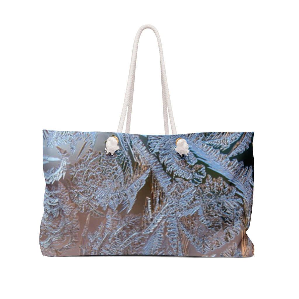 Frosted Fern Weekender Bag — Winter Nature Travel Tote