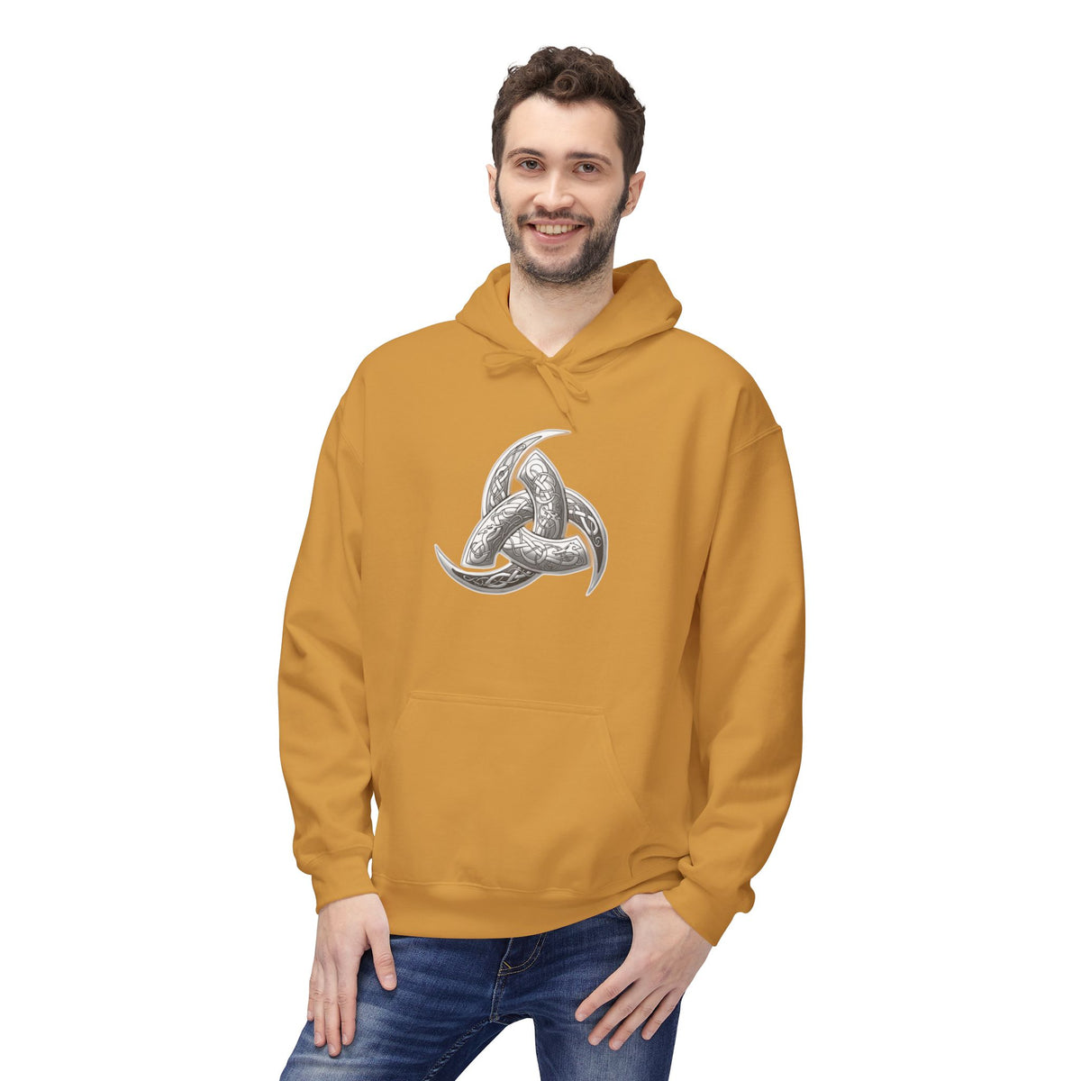 Viking Triple Horns Hoodie — Norse Valknut Knot Graphic Pullover