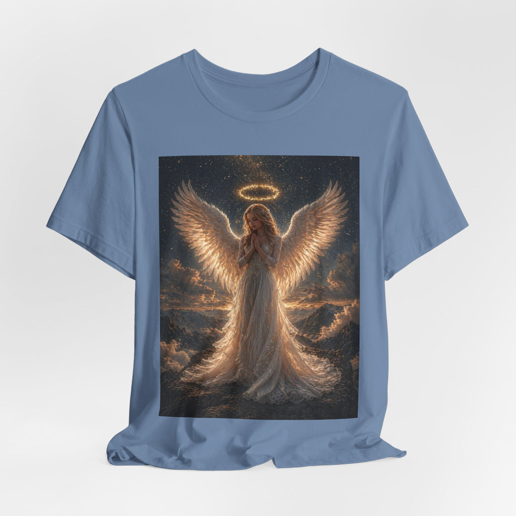 Angel Wings Graphic Tee — Glowing Halo Spiritual T-Shirt