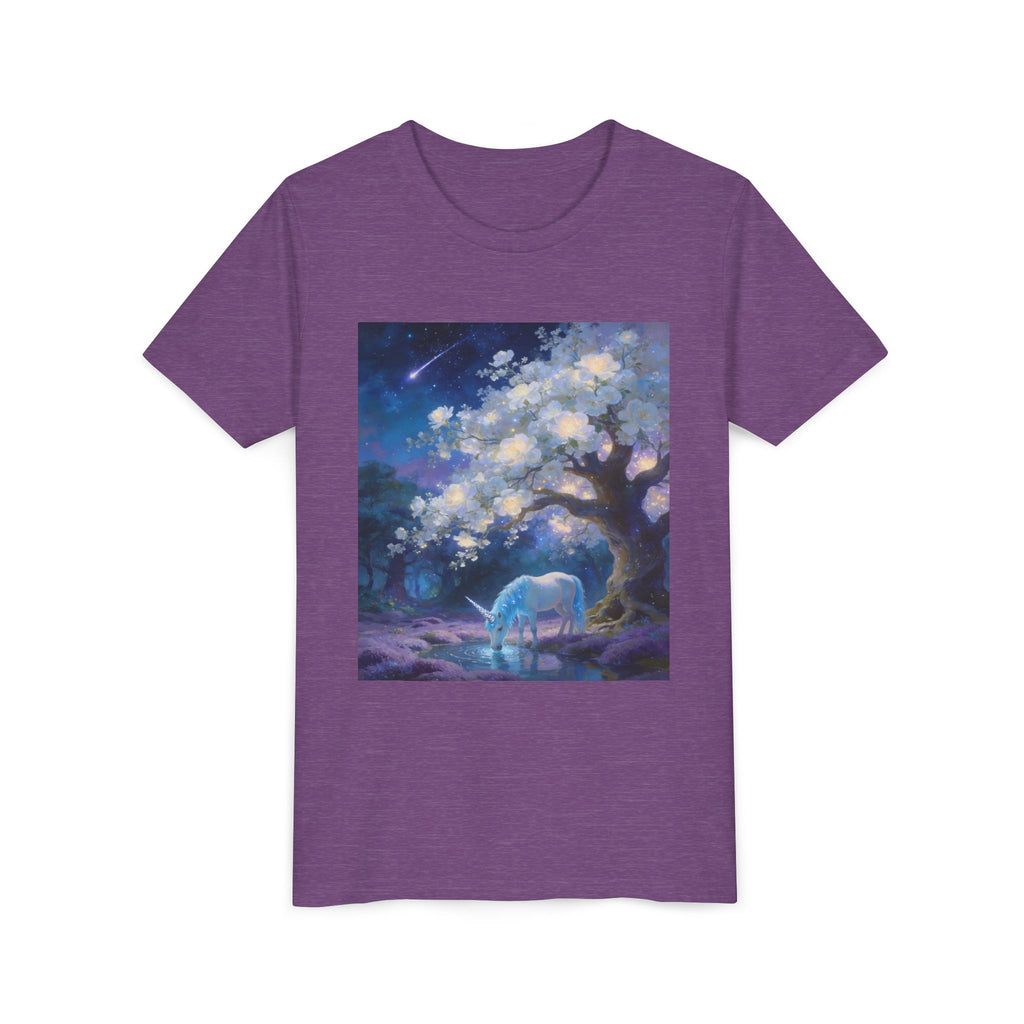Youth Tee — Dreamy Moonlit Deer & Blossom Tree Graphic