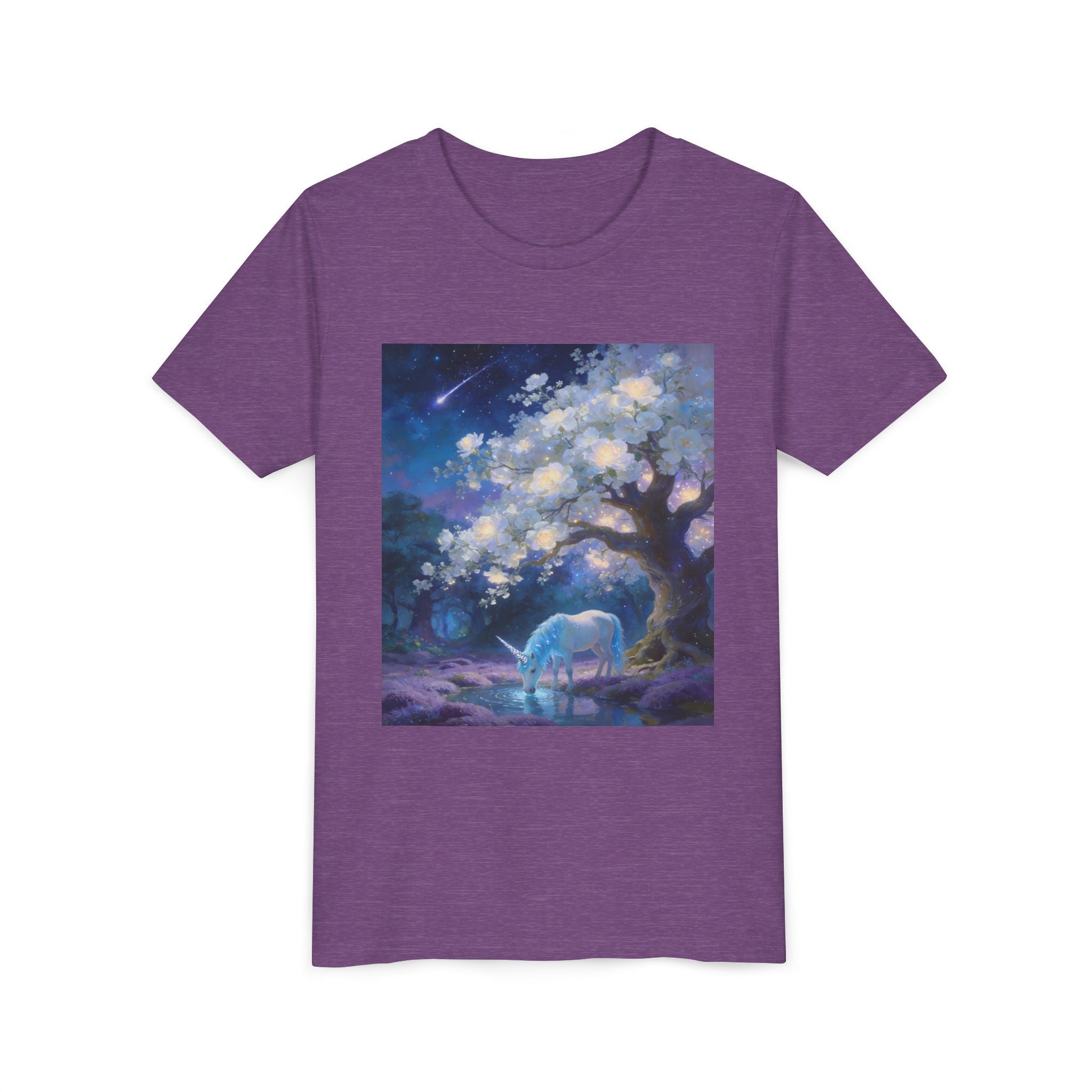 Youth Tee — Dreamy Moonlit Deer & Blossom Tree Graphic