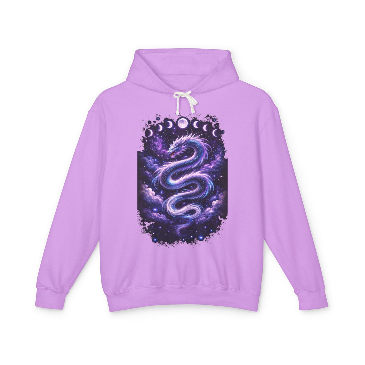 Galaxy Serpent Hoodie — Cosmic Dragon Moon Phases Pullover