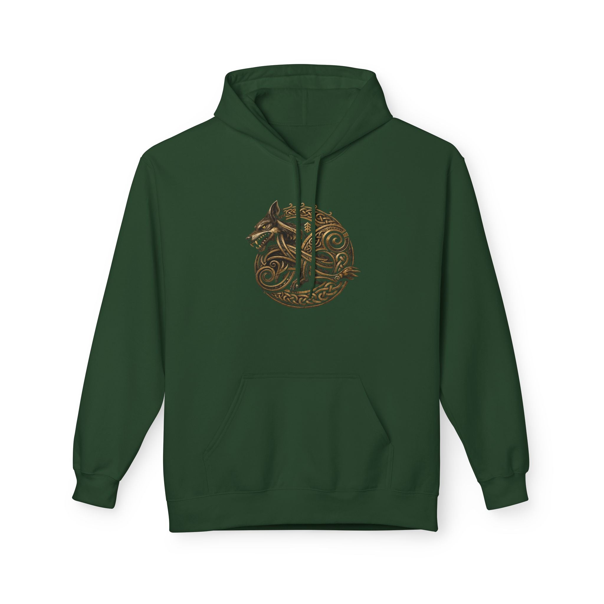 Norse mythology wolve Hoodie – Earth-Tone Celtic Wolf Graphic Pullover