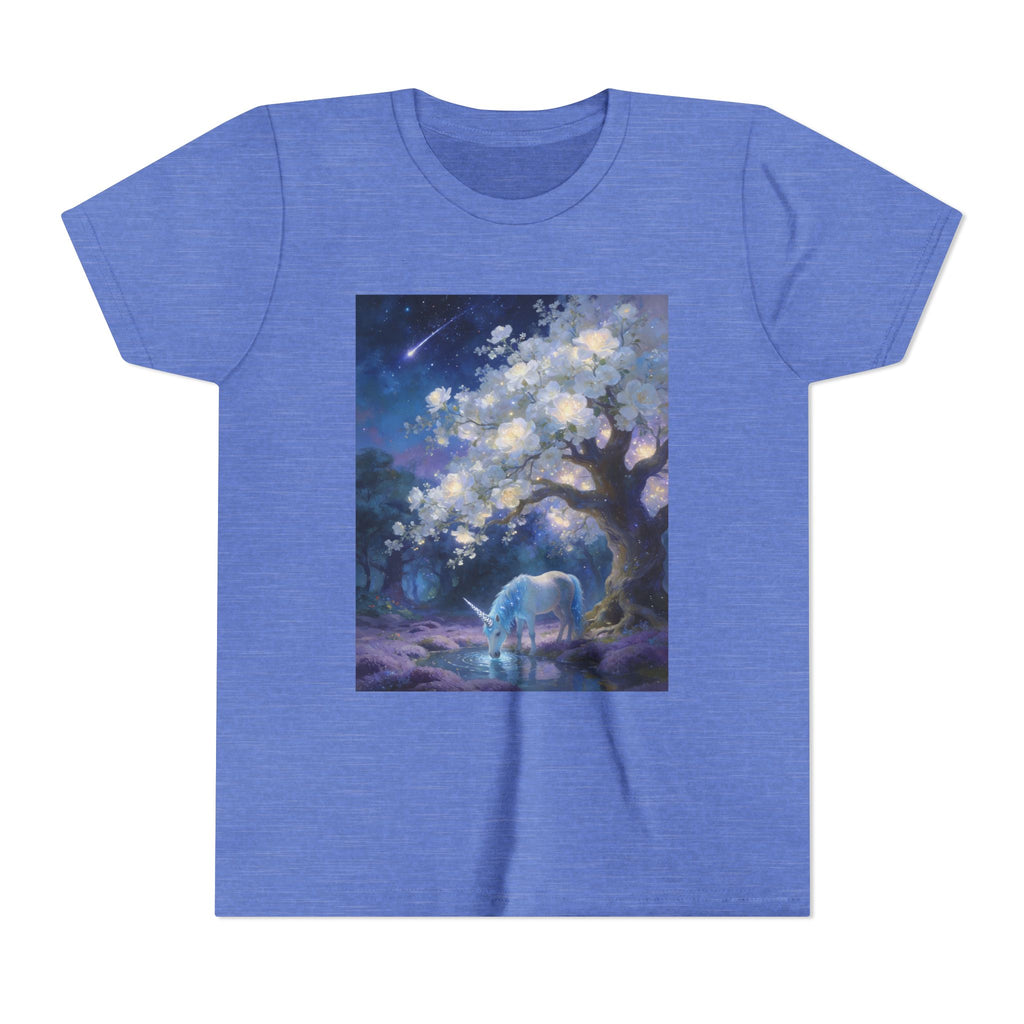 Youth Tee — Magical Night Unicorn Under Starry Tree