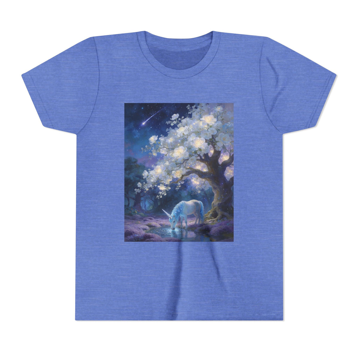 Youth Tee — Magical Night Unicorn Under Starry Tree