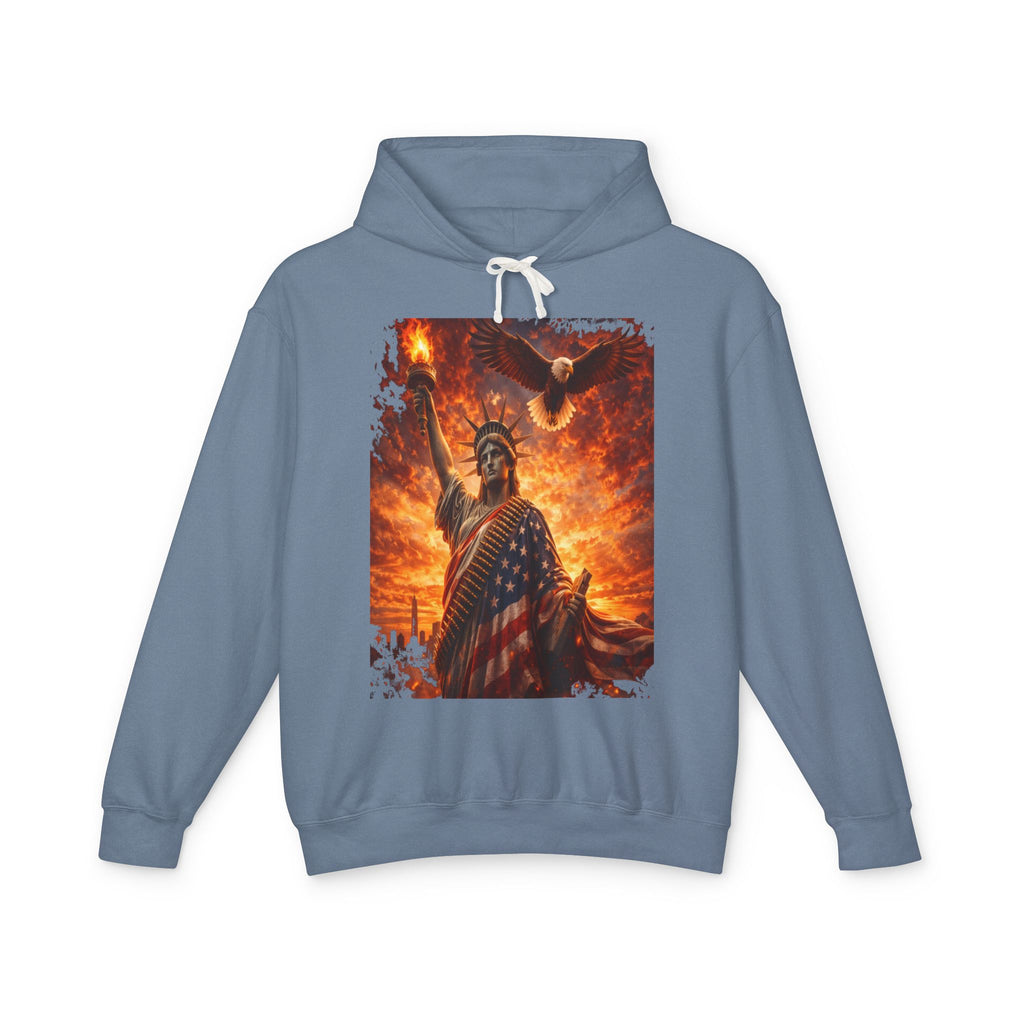 Statue of Liberty American Flag Hoodie — Patriotic Liberty Eagle Sweatshirt