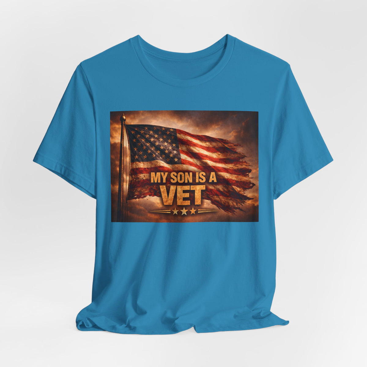 My son is a VET----Unisex Jersey Short Sleeve Tee