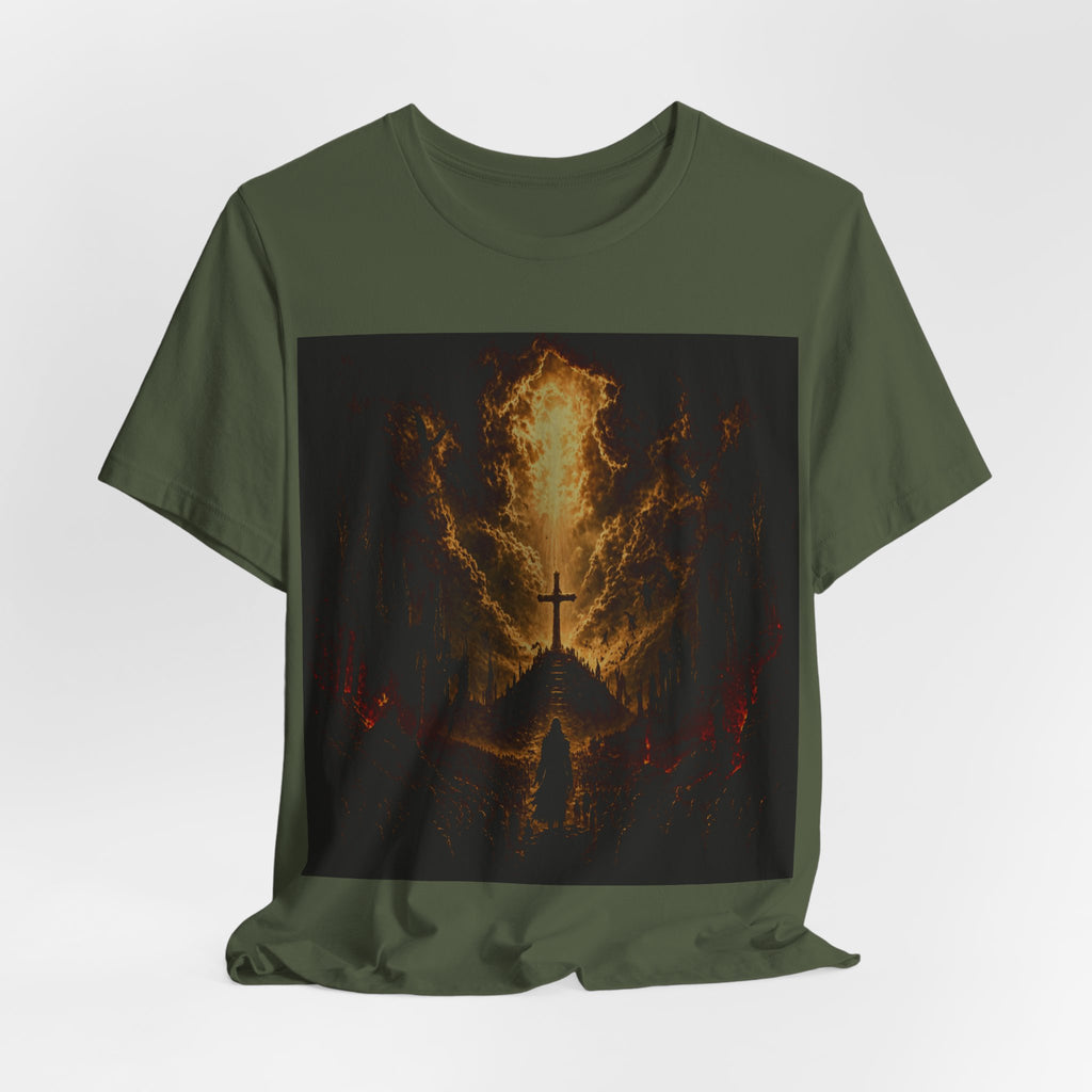 Christian Cross Flames T-Shirt — Fiery Faith Graphic Tee