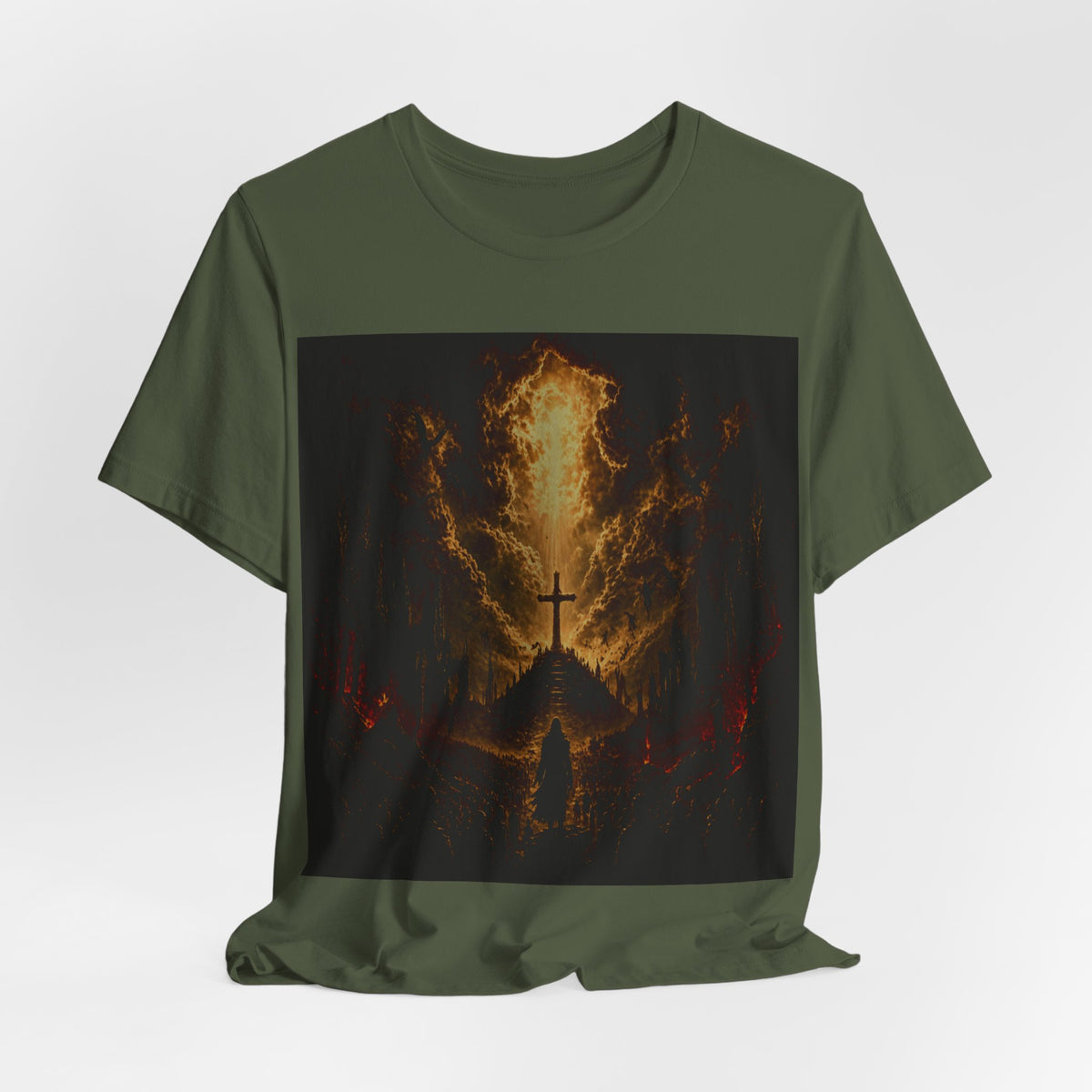 Christian Cross Flames T-Shirt — Fiery Faith Graphic Tee