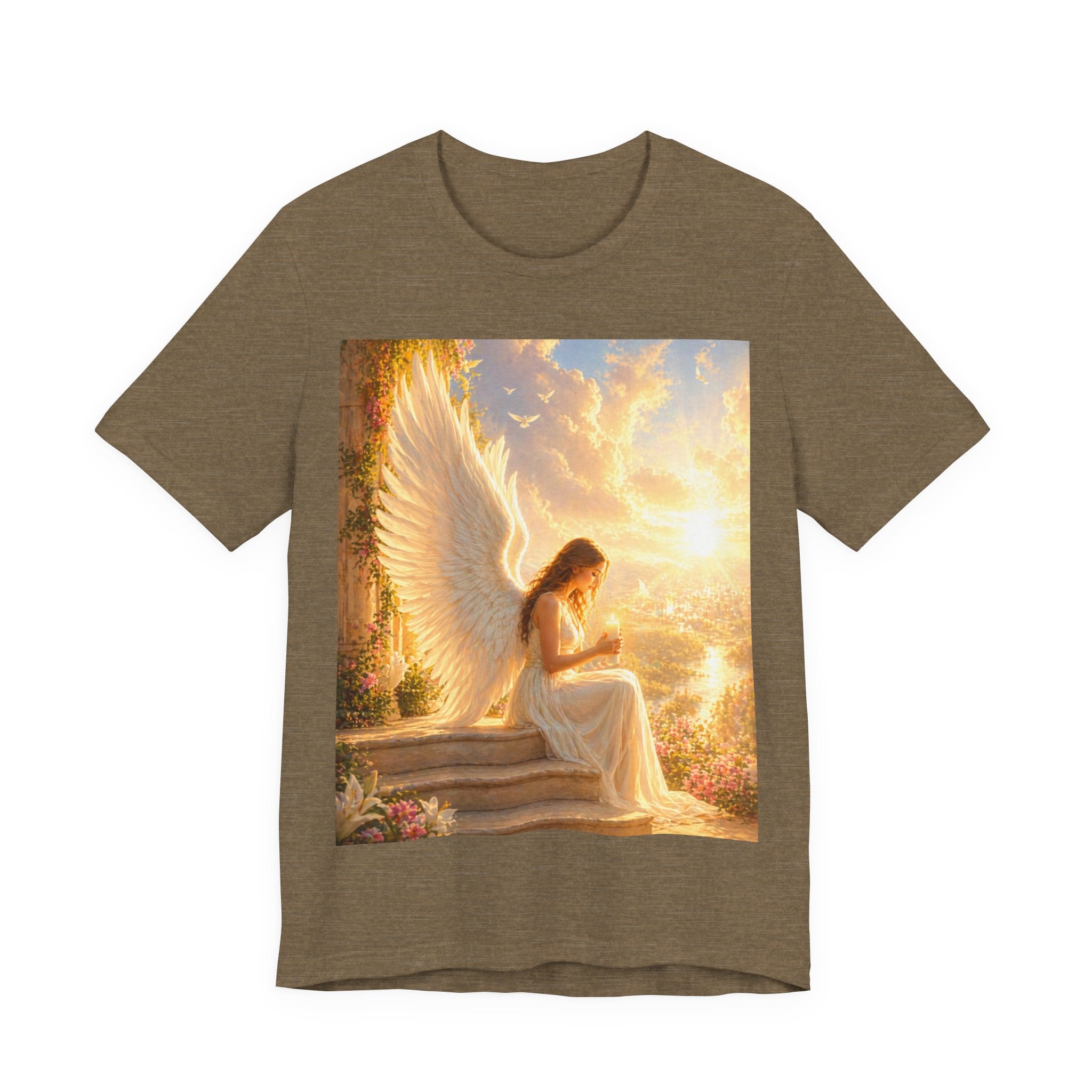 Angel Prayer T‑Shirt — Serene Winged Angel Graphic Tee for Spiritual Gifts & Memorials