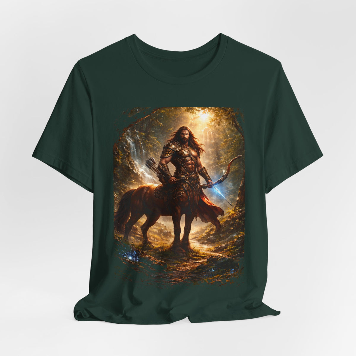 Centaur Warrior Fantasy T‑Shirt — Mythic Forest Battle Graphic Tee