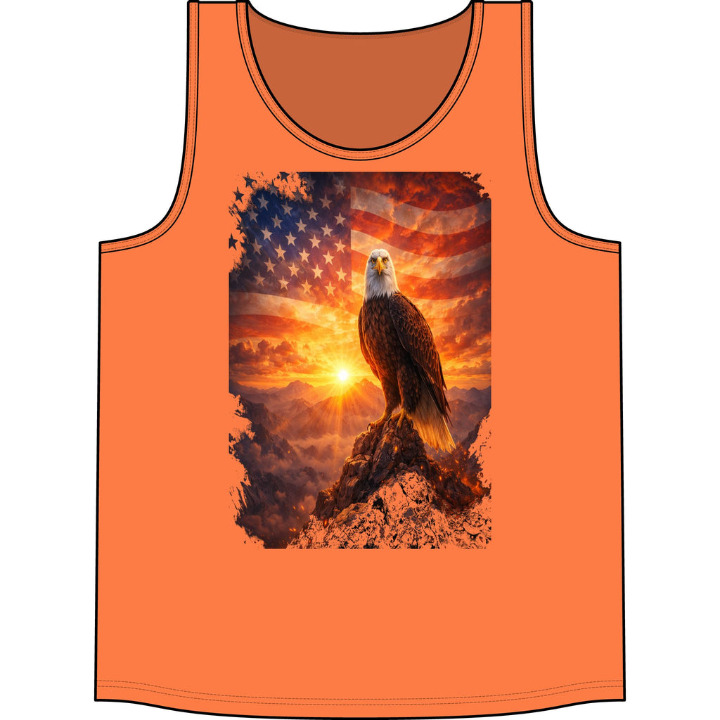 Patriotic Eagle Tank Top – American Flag Sunset Graphic