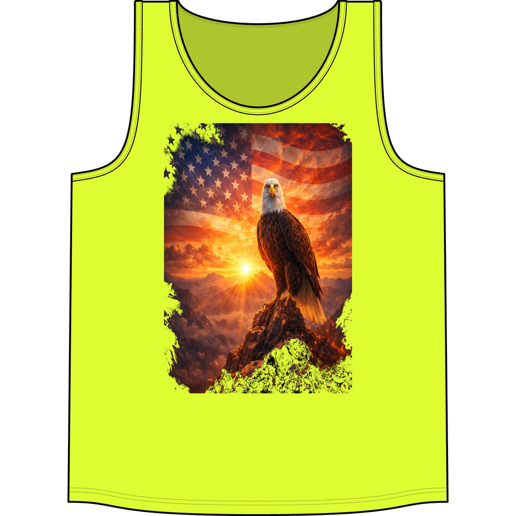 Patriotic Eagle Tank Top – American Flag Sunset Graphic