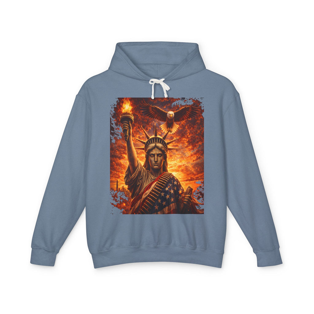 Statue of Liberty Flame Graphic Hoodie — Patriot Fire Art Sweatshirt