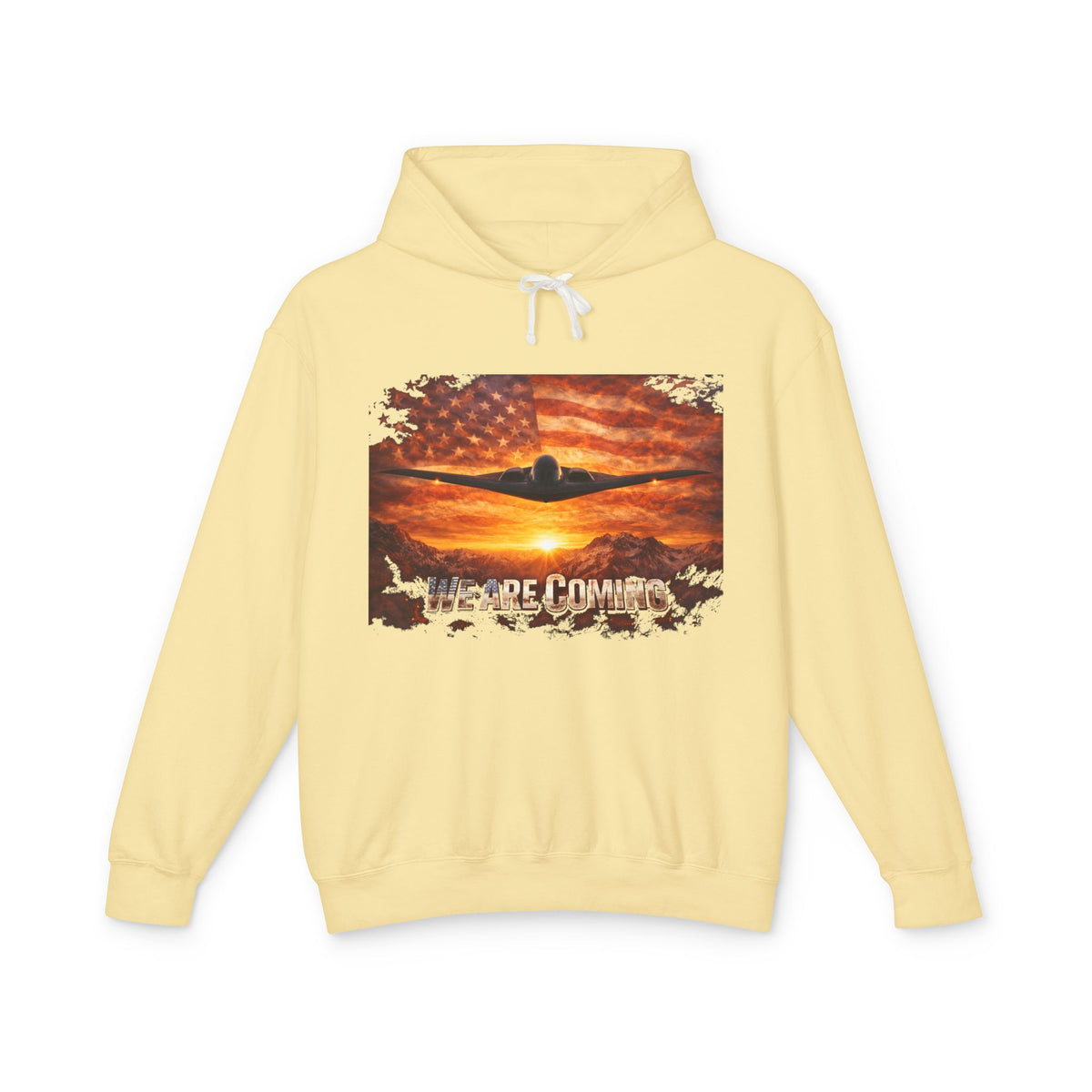 USA B2 Spirt--Airplane Sunset Hoodie — "Wherever I Roam" Vintage Flag Pilot Sweatshirt