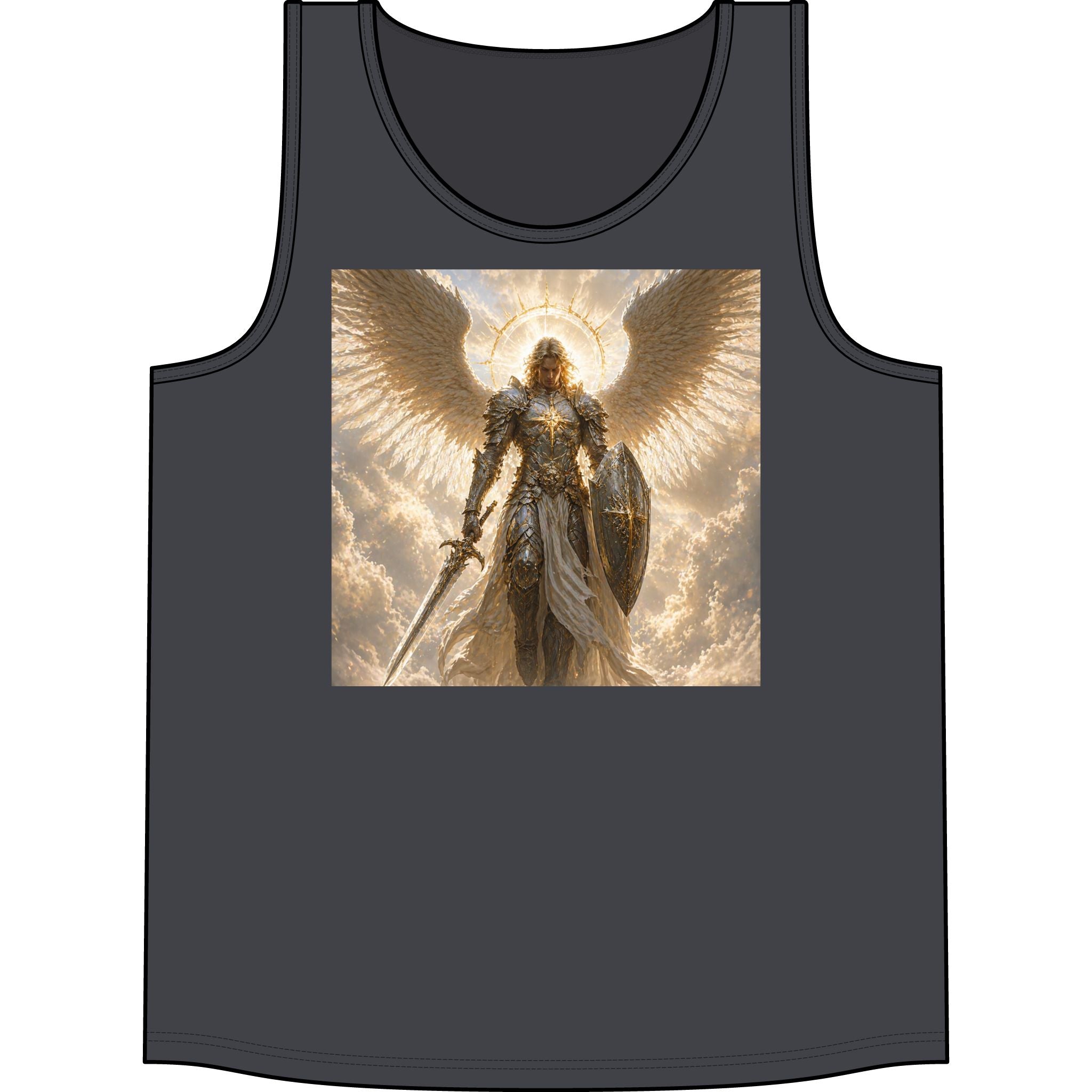 Angel Warrior Tank Top — Heavenly Sword & Shield Graphic Concert Tank