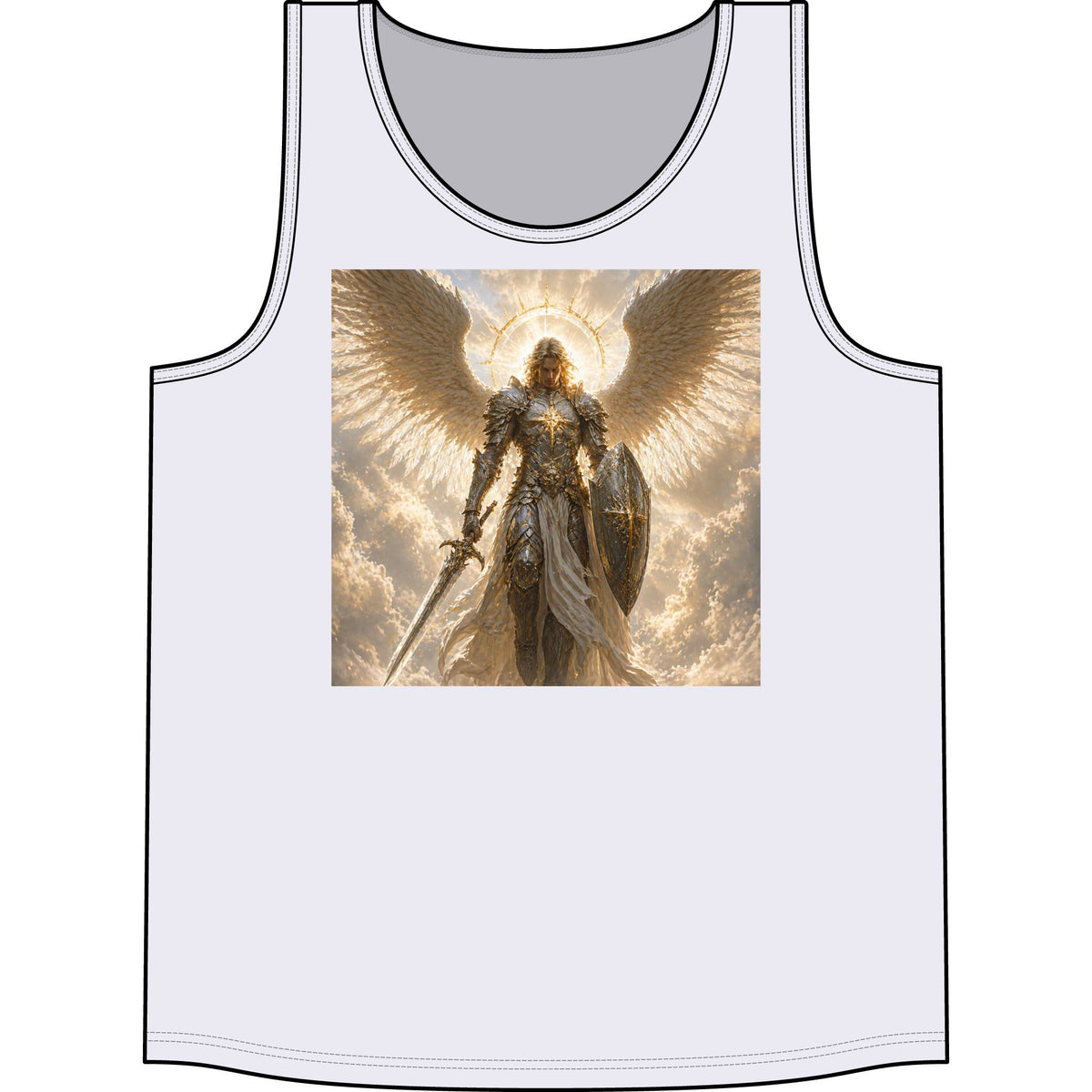 Angel Warrior Tank Top — Heavenly Sword & Shield Graphic Concert Tank