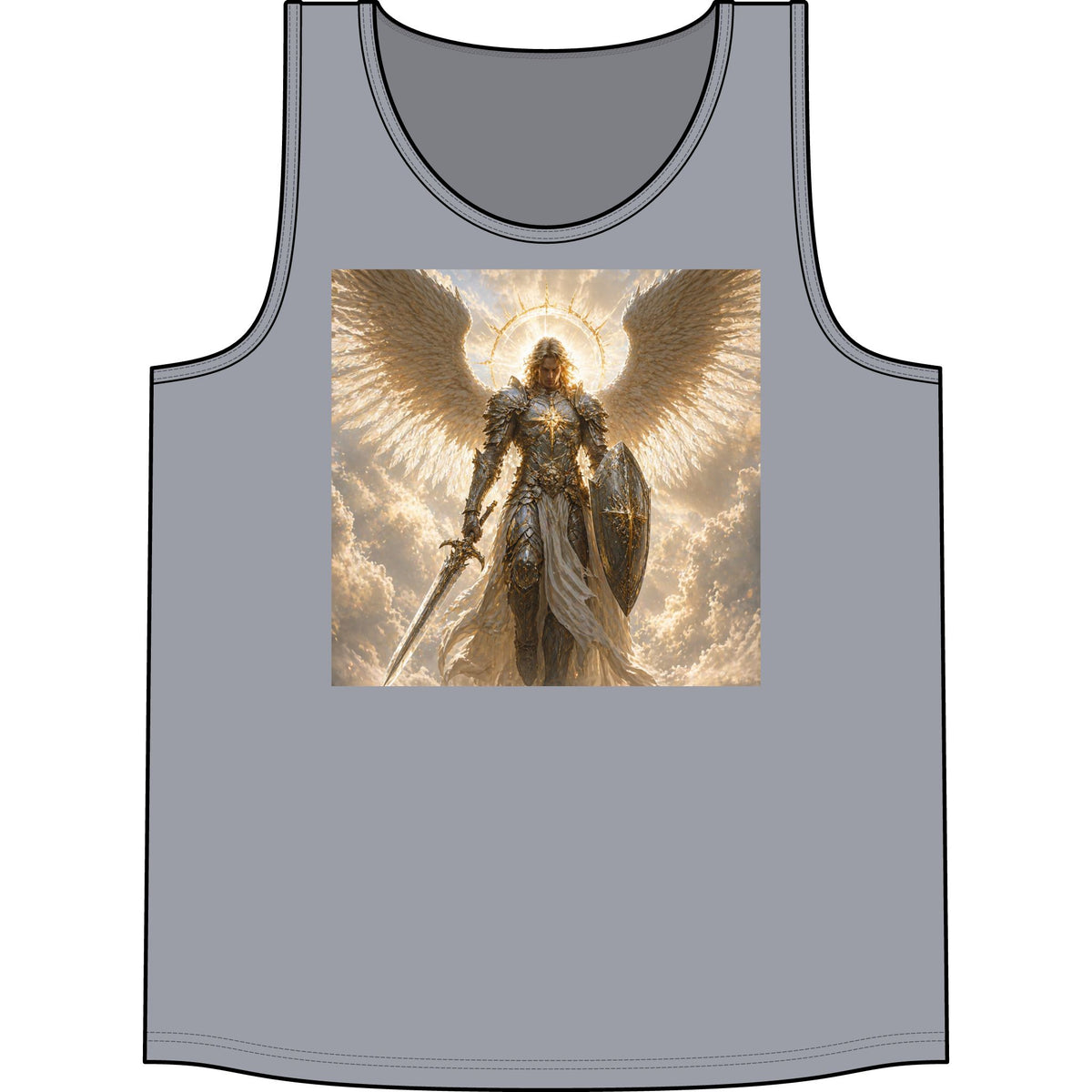 Angel Warrior Tank Top — Heavenly Sword & Shield Graphic Concert Tank