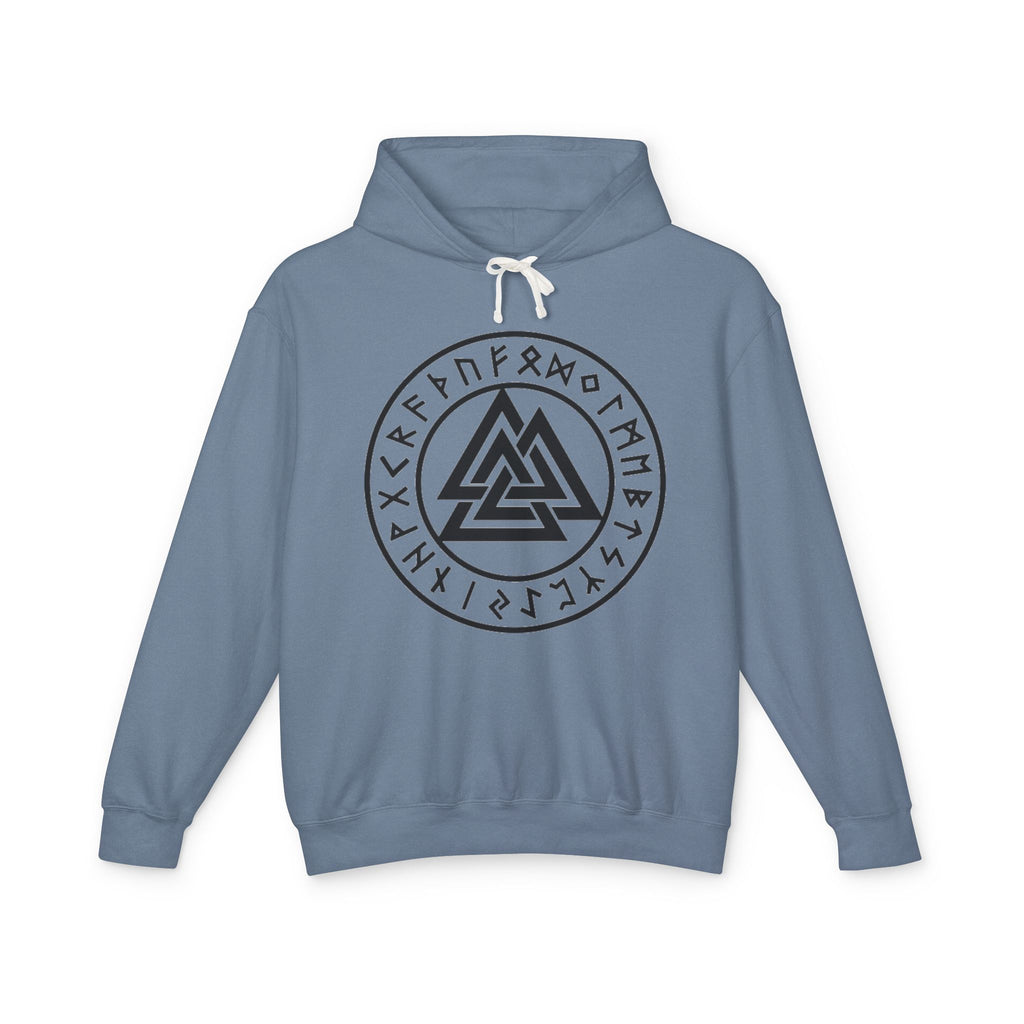 Valknut Rune Circle Hoodie — Norse Viking Symbol Hooded Sweatshirt