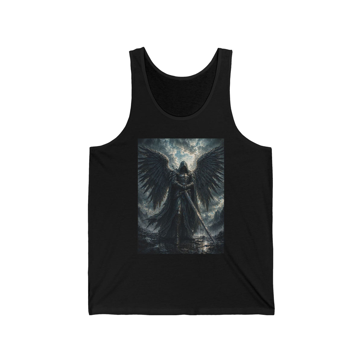 Dark Angel Graphic Tank Top — Gothic Warrior Winged Art Tee