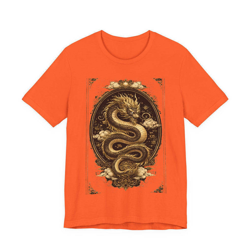 Dragon Oval Graphic Tee — Vintage Gold Snake Illustration T-Shirt