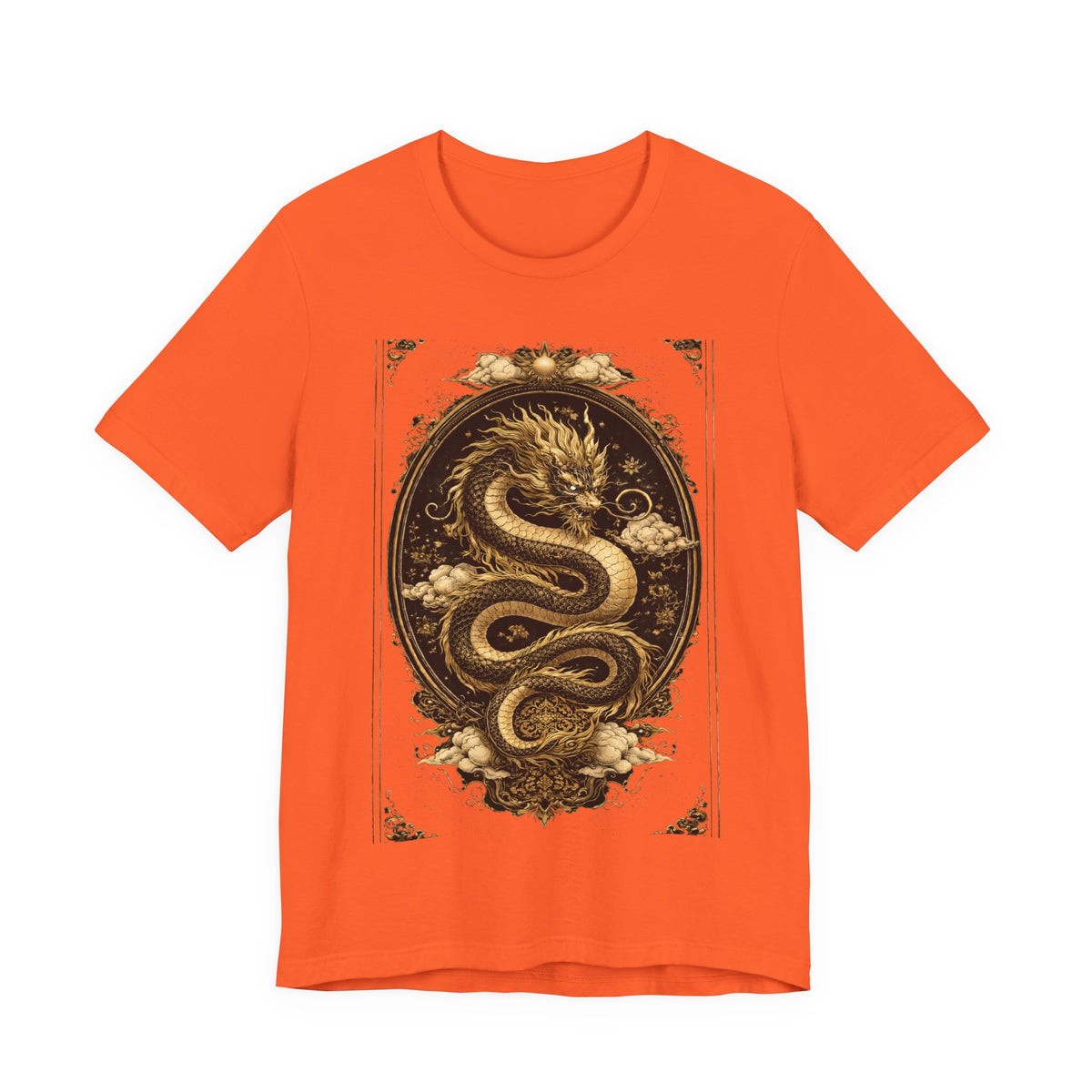 Dragon Oval Graphic Tee — Vintage Gold Snake Illustration T-Shirt