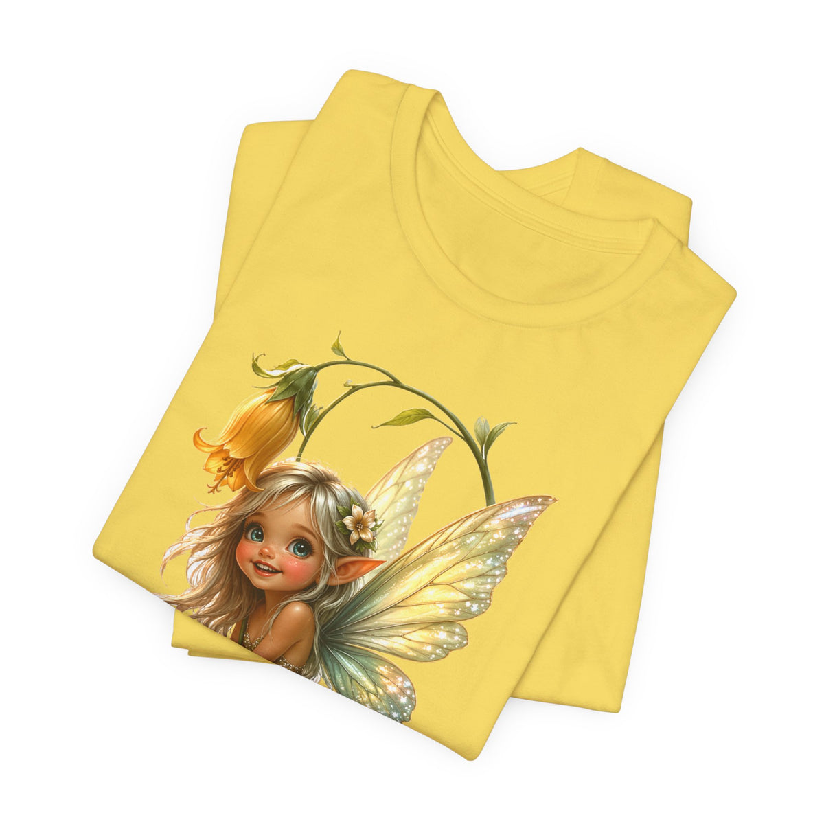 Fairy Flower T-Shirt — Whimsical Yellow Bell Fairy Graphic Tee