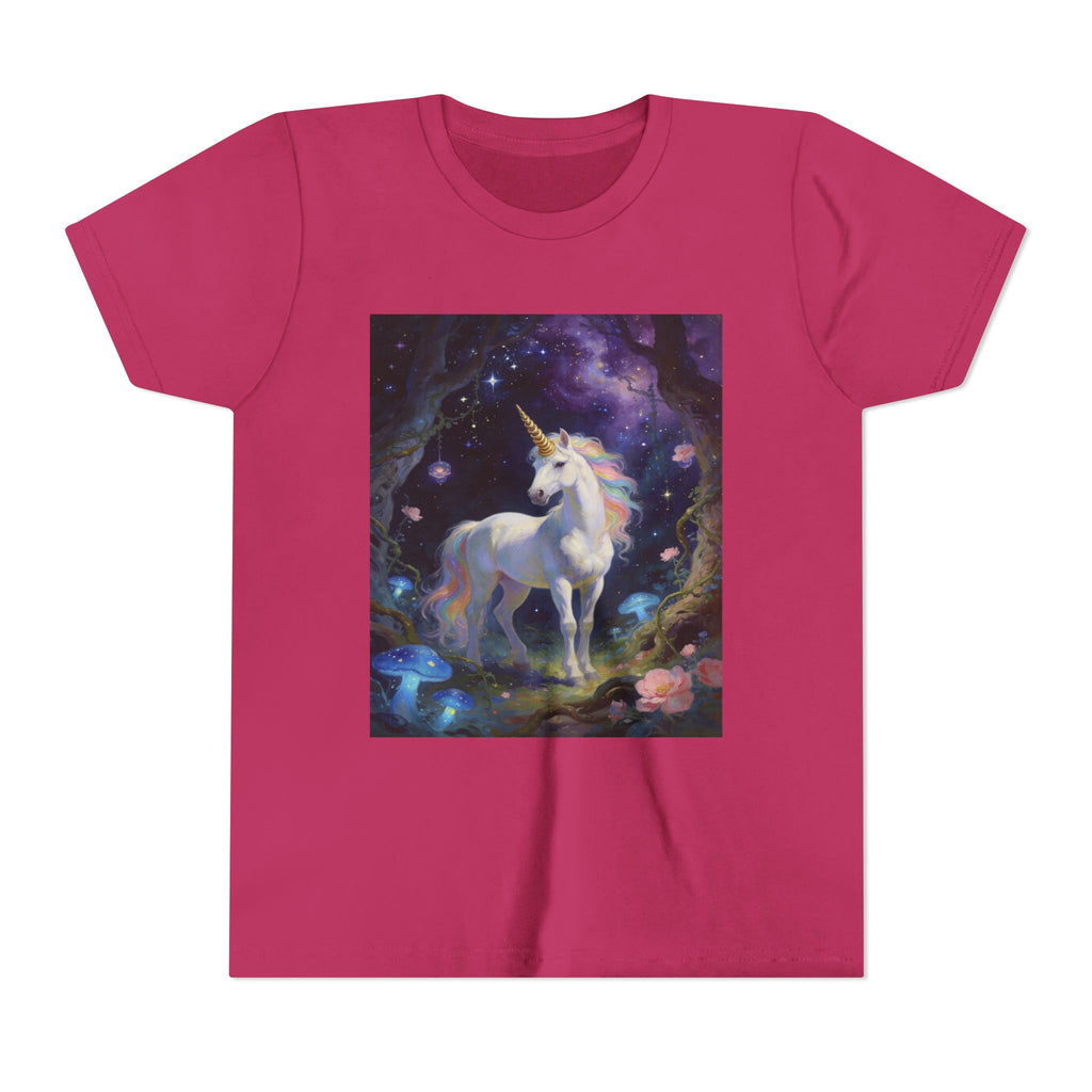 Youth Unicorn Tee — Magical Night Forest Unicorn Graphic Shirt