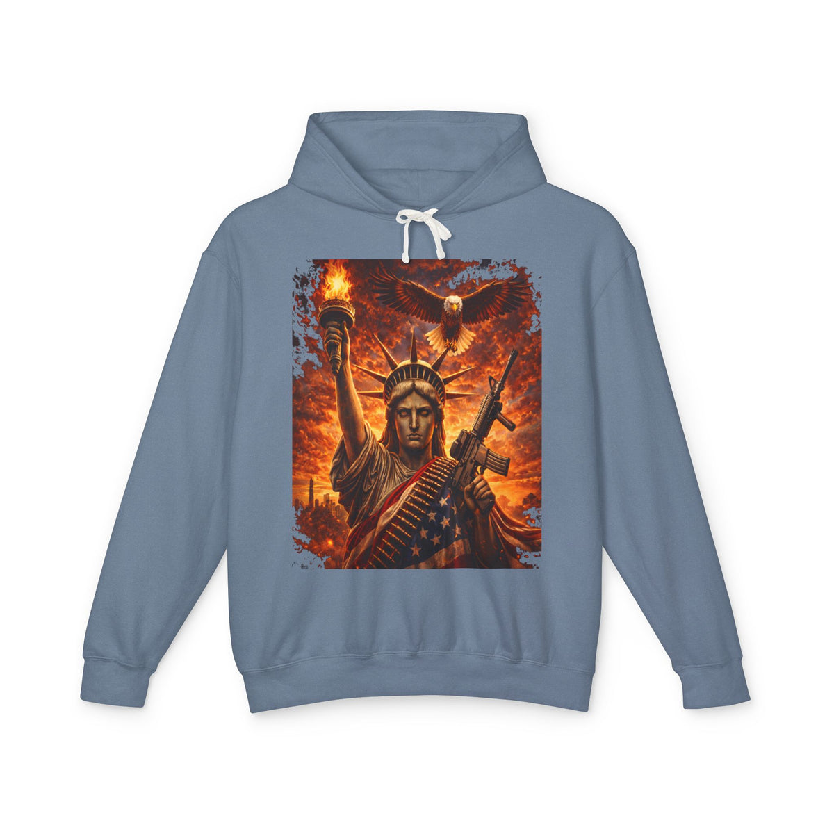 Hoodie - Liberty Warrior Statue Graphic Hoodie