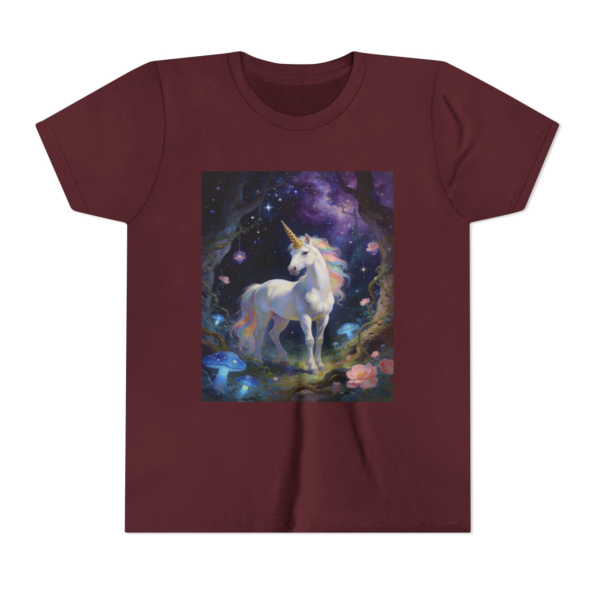 Youth Unicorn Tee — Magical Night Forest Unicorn Graphic Shirt