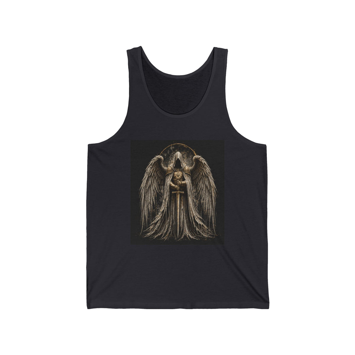 Angel Guardian Tank Top — Gothic Winged Angel Holding Sword Graphic Tank