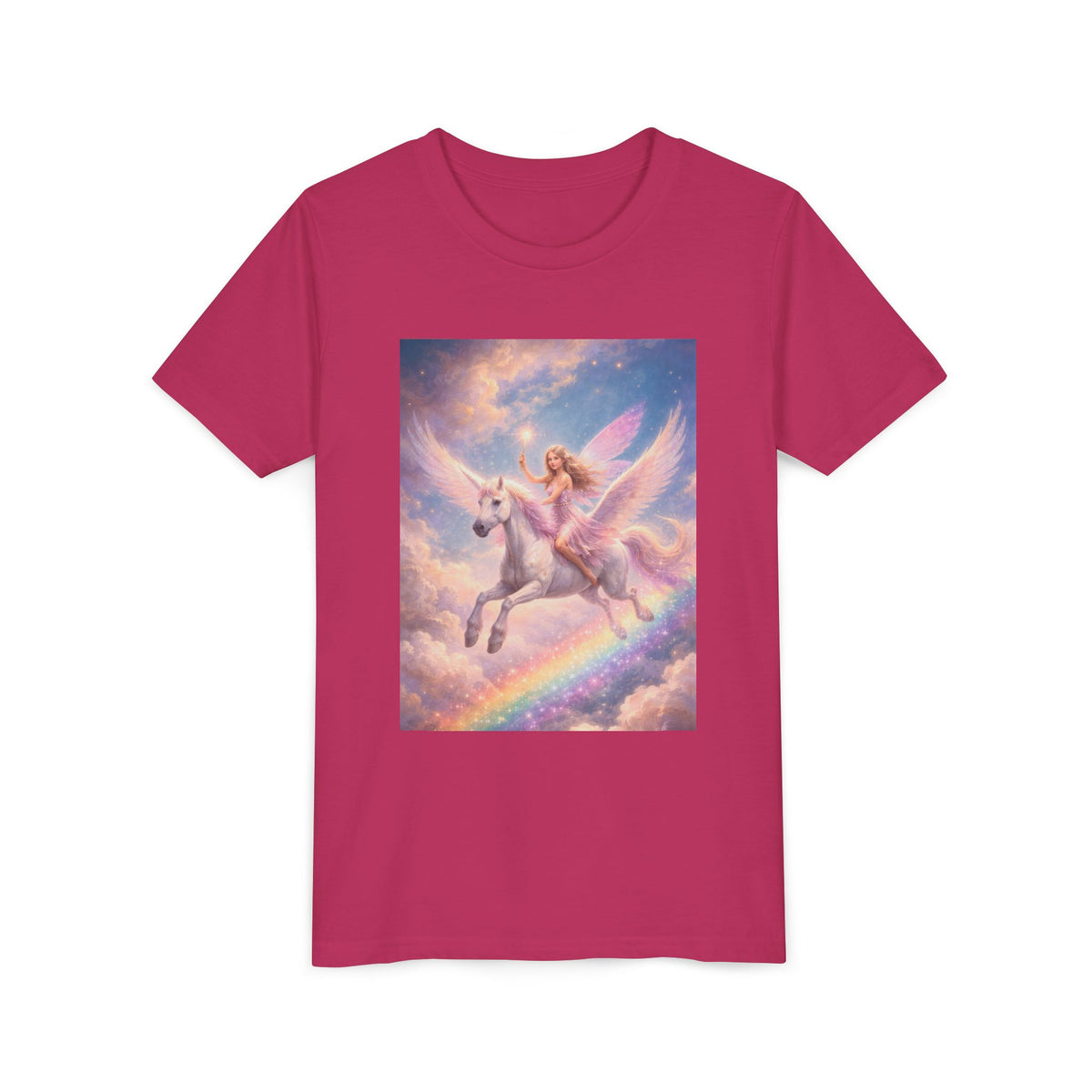Youth Tee — Magical Unicorn Pegasus Rainbow Graphic T‑Shirt for Kids