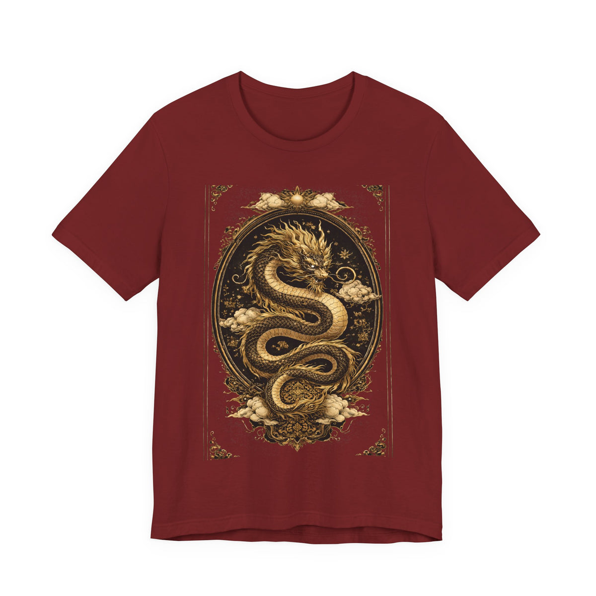 Dragon Oval Graphic Tee — Vintage Gold Snake Illustration T-Shirt