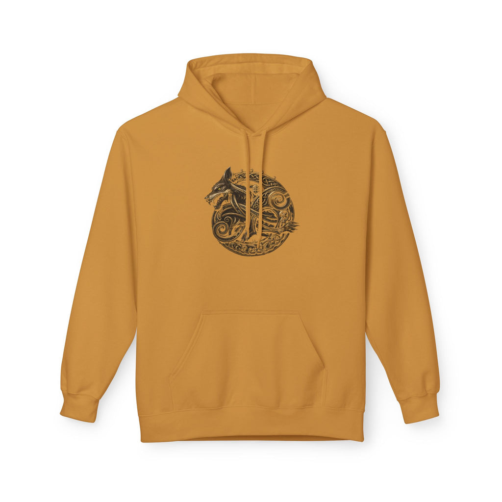 Norse mythology wolve Hoodie – Earth-Tone Celtic Wolf Graphic Pullover