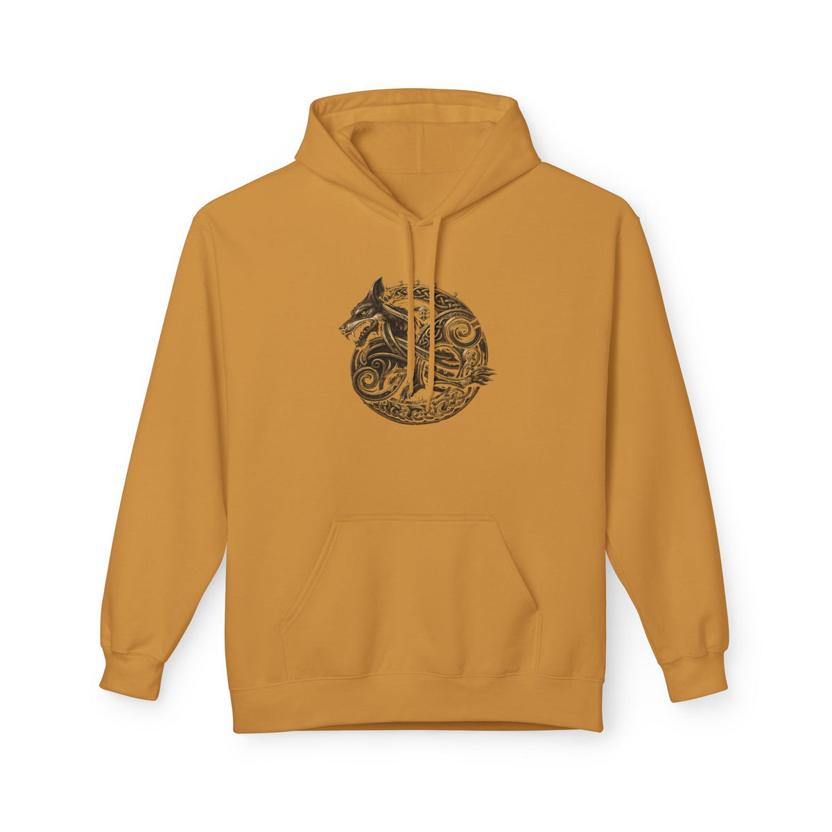 Norse mythology wolve Hoodie – Earth-Tone Celtic Wolf Graphic Pullover