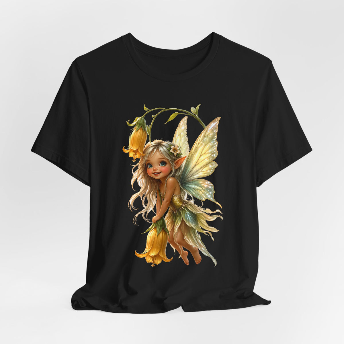 Fairy Flower T-Shirt — Whimsical Yellow Bell Fairy Graphic Tee