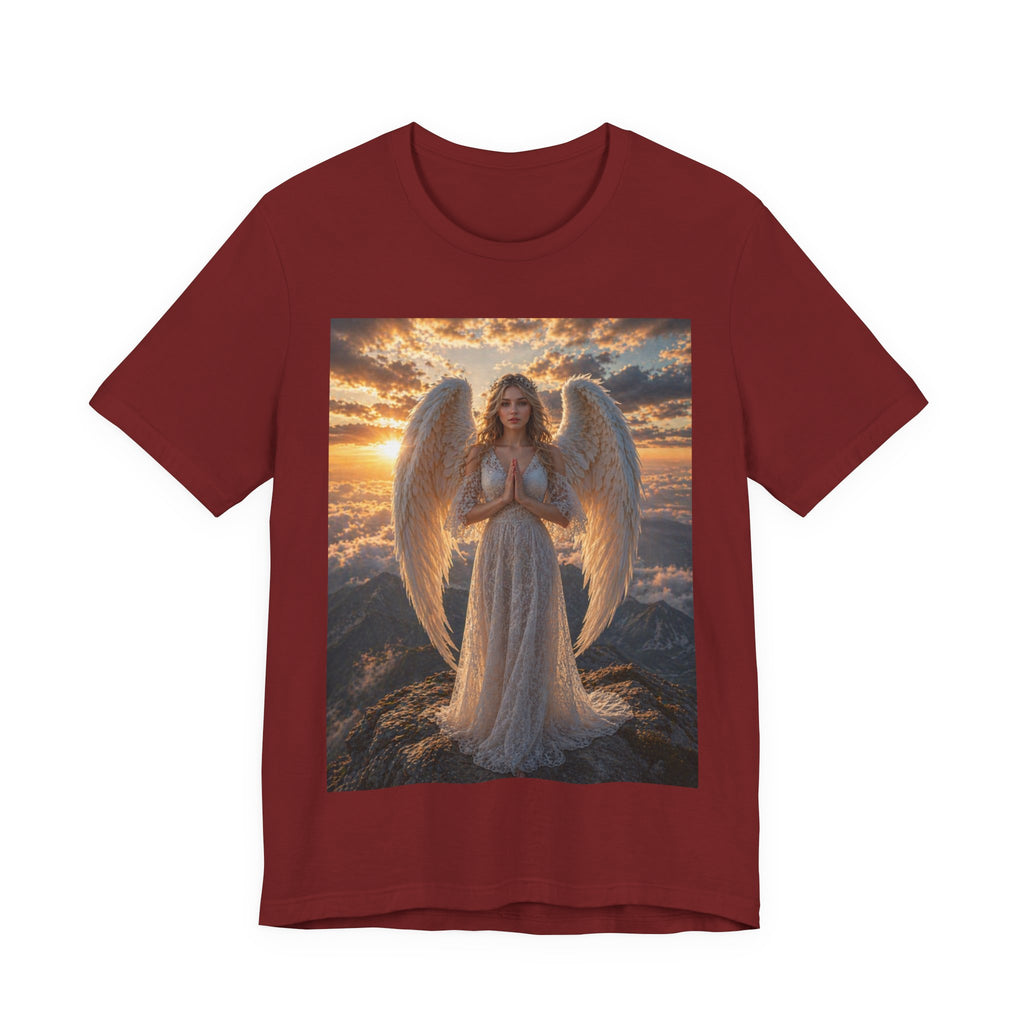 Angel Wings T-Shirt — Serene Praying Angel Graphic Tee for Spiritual & Religious Gifts