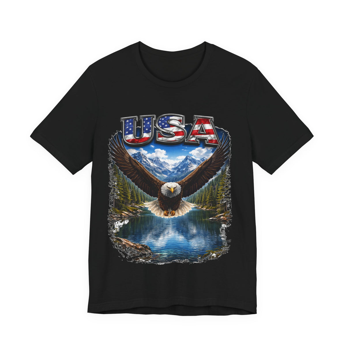USA Eagle T-Shirt - Patriotic Bald Eagle Scenic Graphic Tee