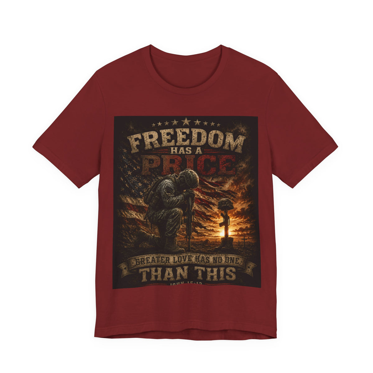 Freedom Has A Price Military Tribute T-Shirt – Fallen Soldier Battlefield Memorial Tee