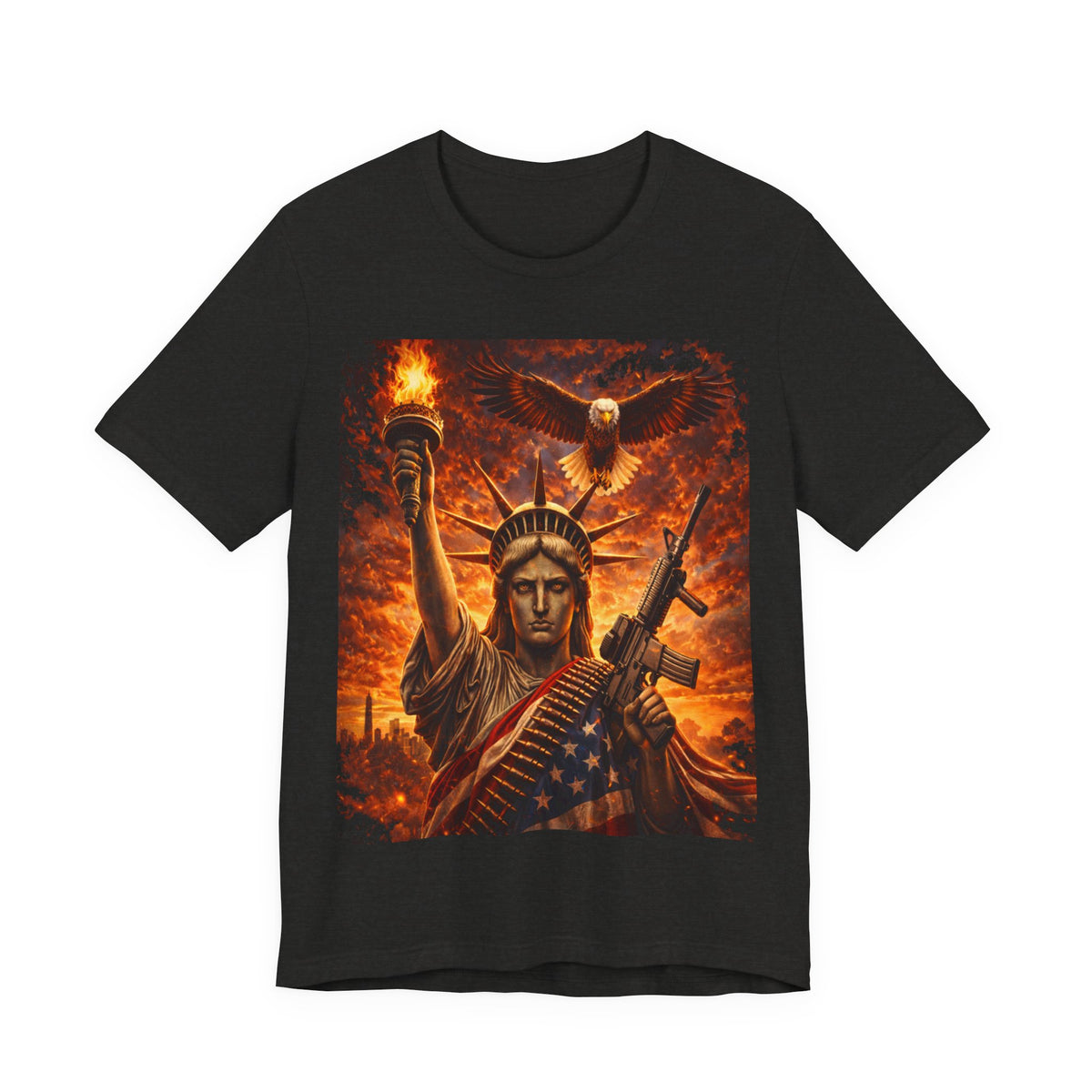 USA Liberty T-Shirt — Statue of Liberty with Eagle & Flag Graphic
