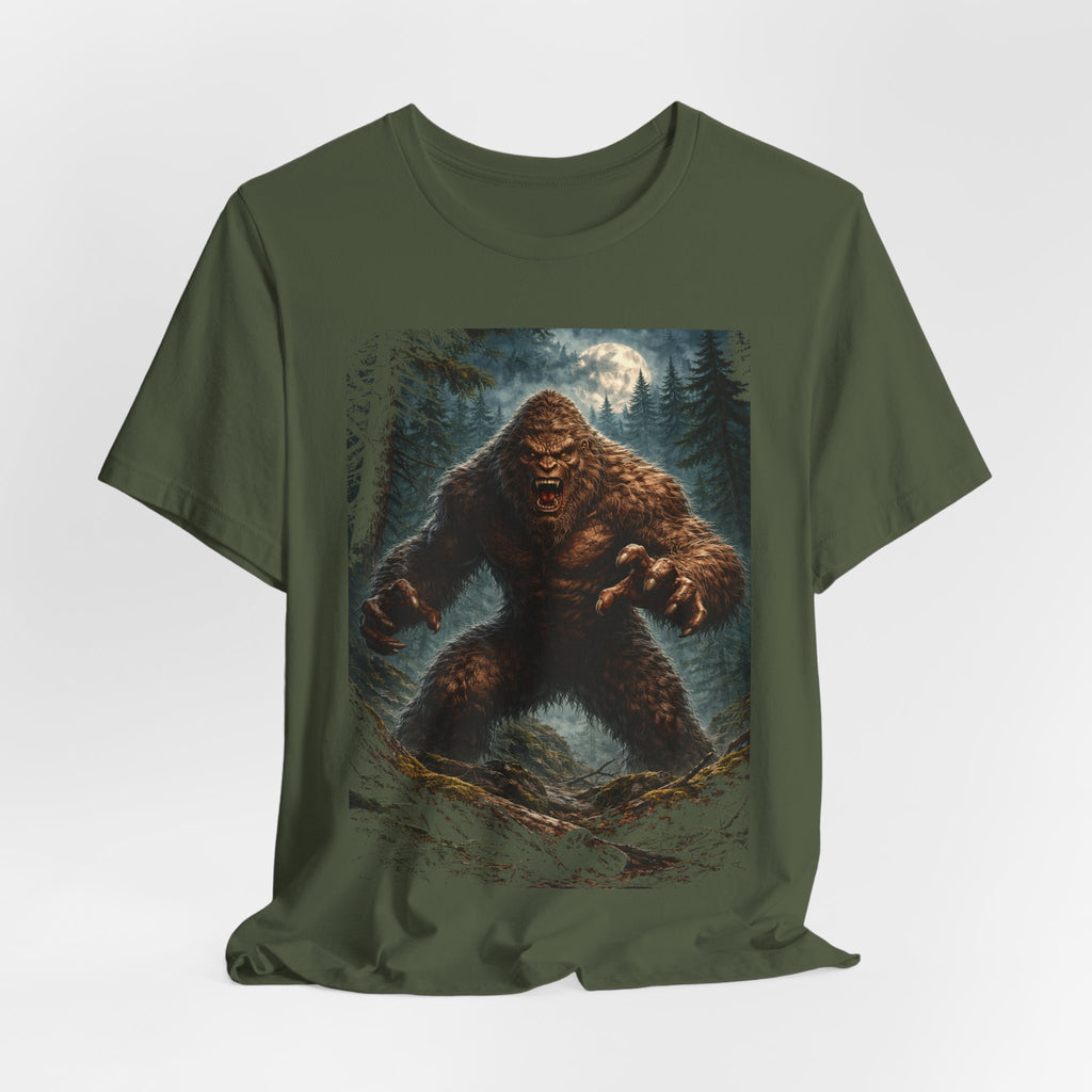 Bigfoot Monster Graphic T-Shirt — Sasquatch Forest Night Tee
