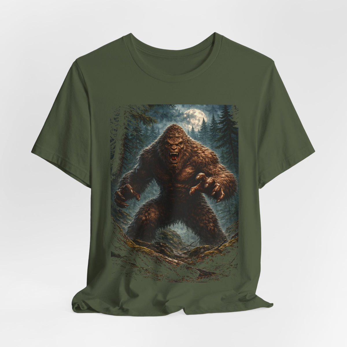 Bigfoot Monster Graphic T-Shirt — Sasquatch Forest Night Tee
