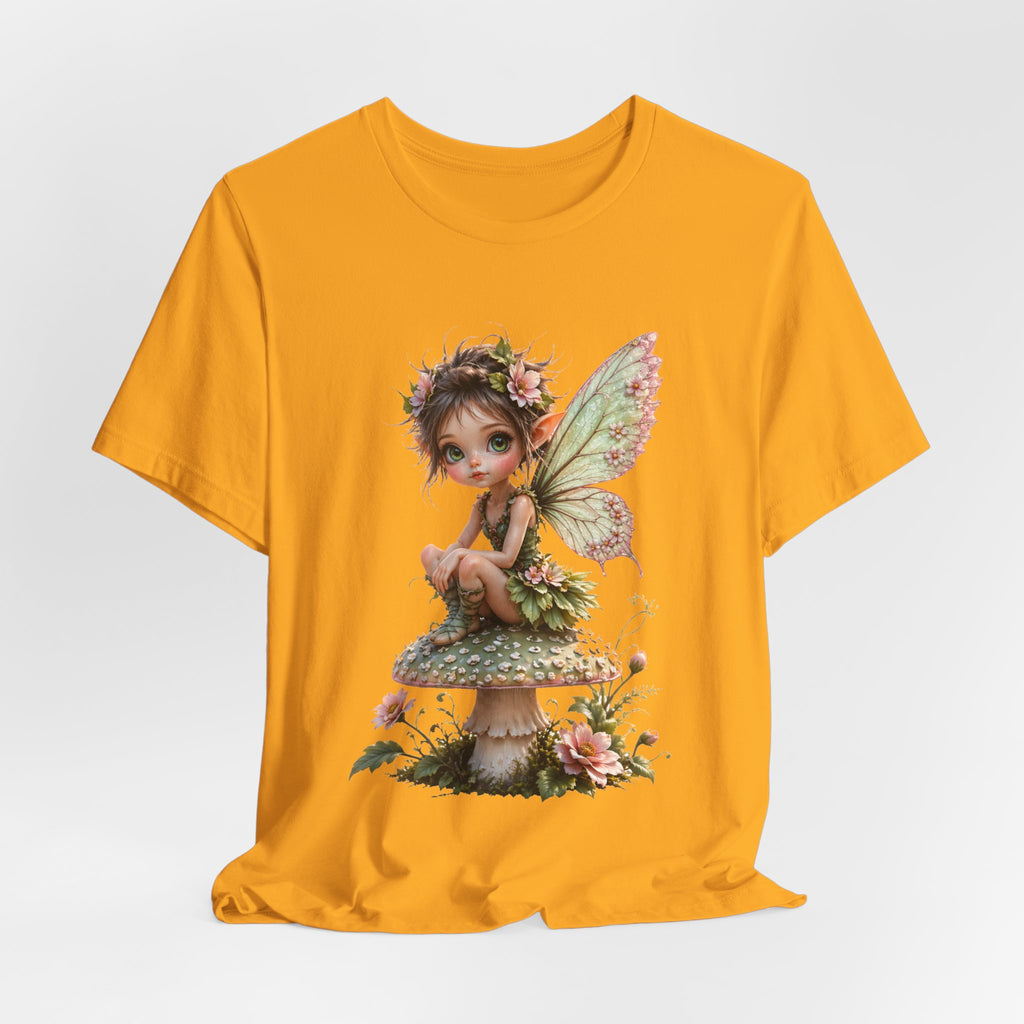 Fairy Mushroom Tee — Cute Woodland Fairy Sitting on Toadstool Graphic T-Shirt