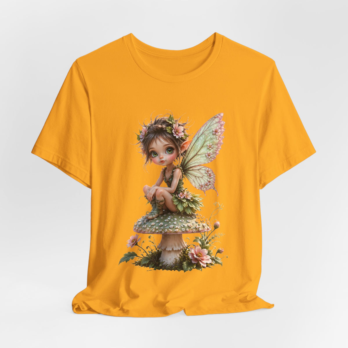 Fairy Mushroom Tee — Cute Woodland Fairy Sitting on Toadstool Graphic T-Shirt
