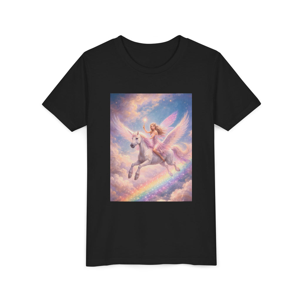 Youth Tee — Magical Unicorn Pegasus Rainbow Graphic T‑Shirt for Kids