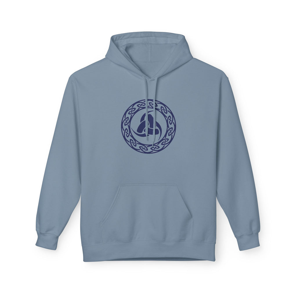 Viking Helm Emblem Hoodie — Norse Rune Knot Medallion-The Triple Horn of Odin – The Horn Triskelion