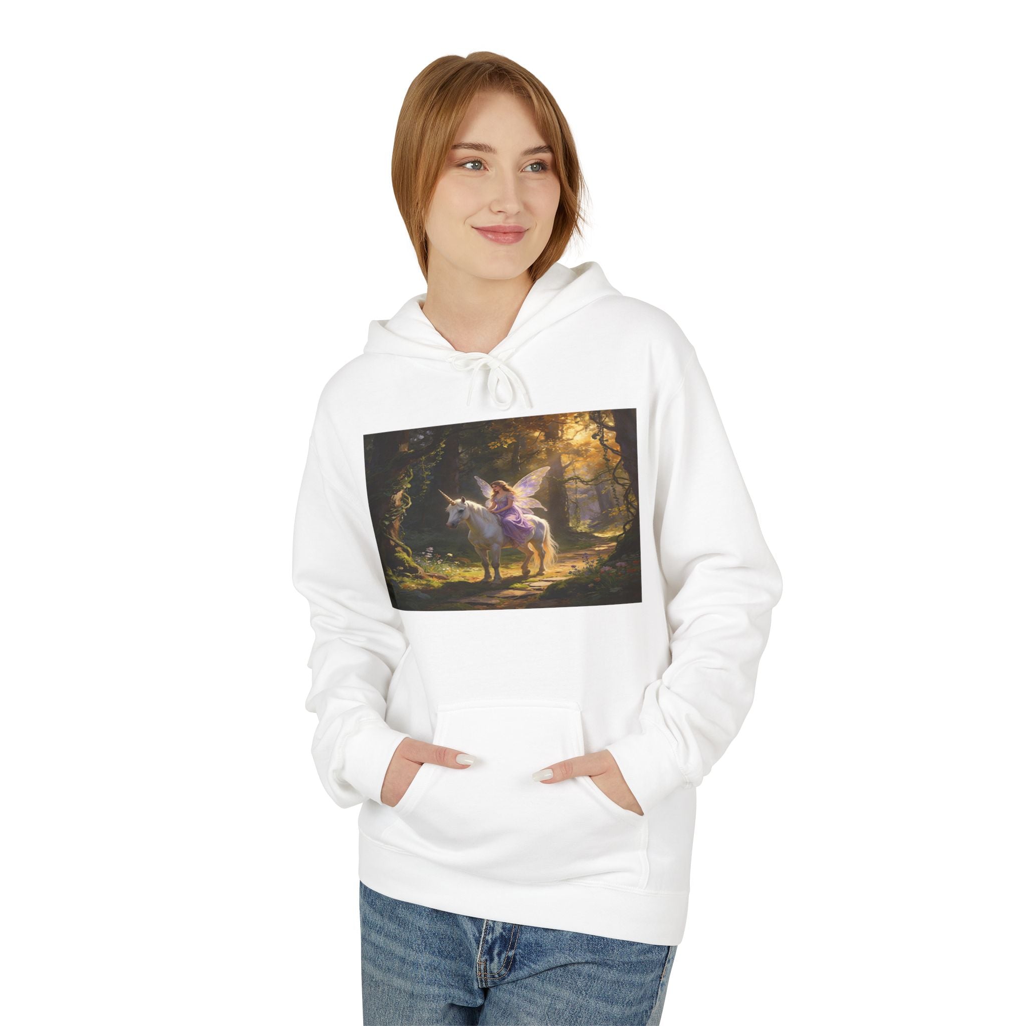 Unocron Forest Pathway Hoodie — Mystical Woodland Sunset Sweatshirt
