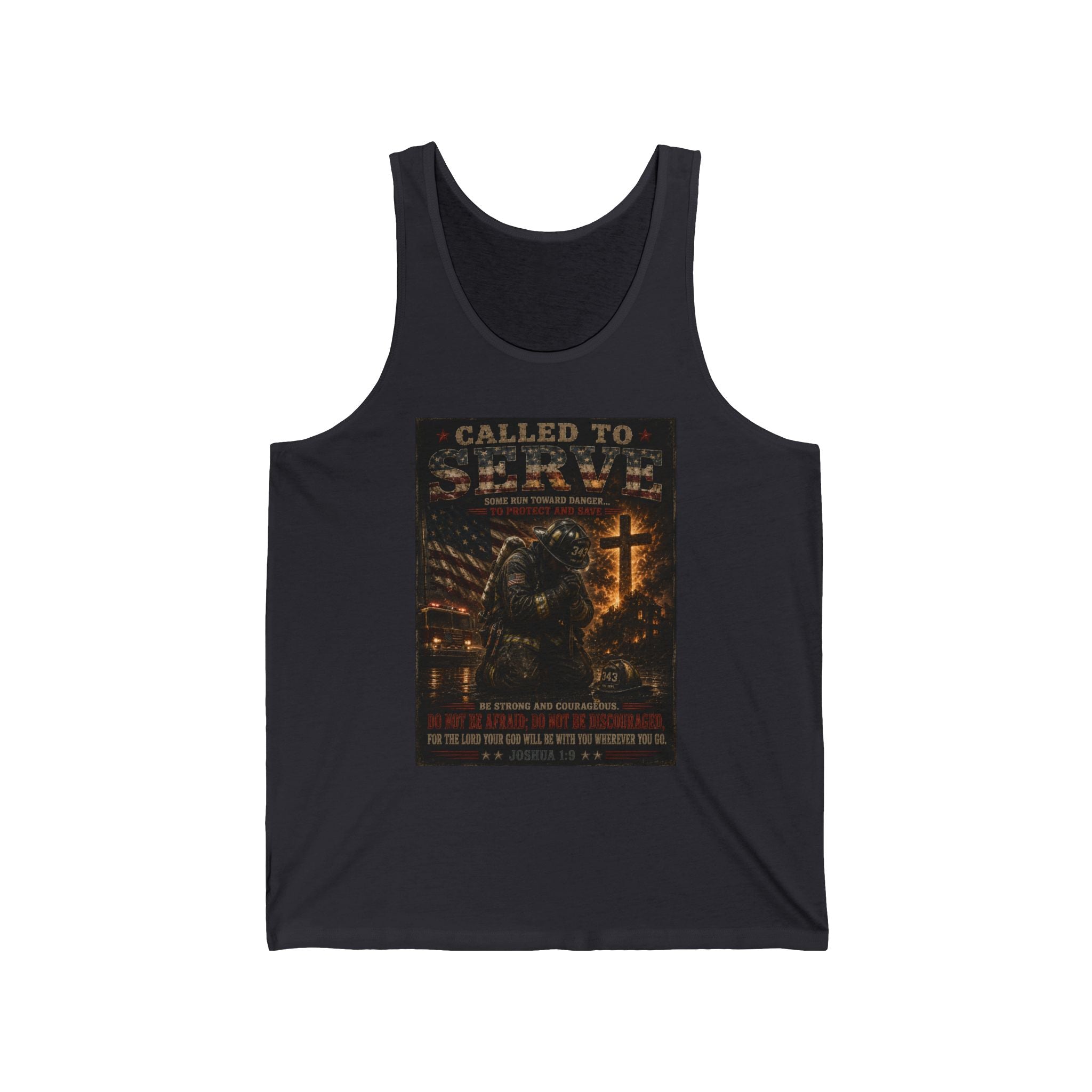 Called to Serve Military Tank Top — Patriotic Veteran Cross Graphic