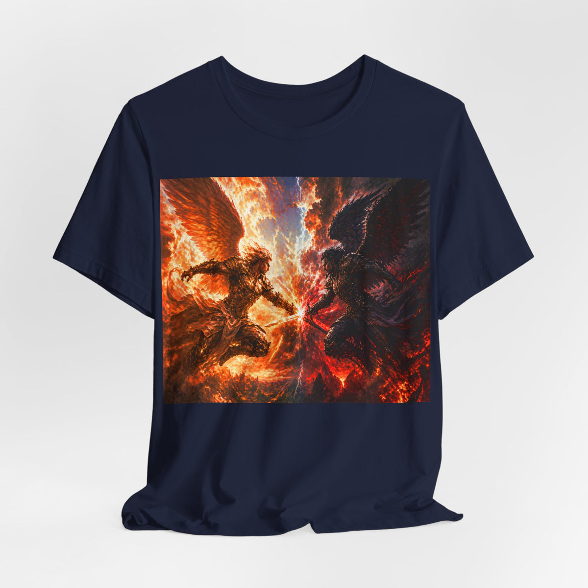 Angel vs Demon Battle T-Shirt — Fiery Fantasy Art Graphic Tee